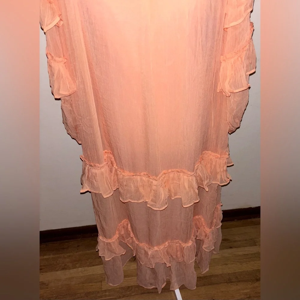 NWT J.Crew Tiered ruffle dress in chiffon 4 Glowy Peach Capro Bridesmaid Preppy